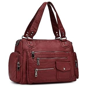 Dames handtas grote schoudertas PU leer hengseltas vrouwen zachte hobo tas schoudertas voor reizen school winkelen meisjes, B-bordeaux rood, F