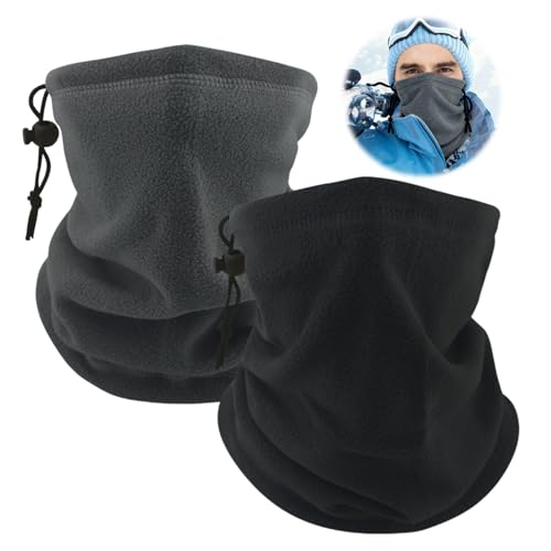 Jocanova 2 Stück Winter Schlauchschal für Damen & Herren, Weicher Fleece Loop Schal, Warm & Winddicht, Multifunktionaler Halswärmer für Skifahren, Motorrad, Laufen &...