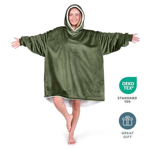 Image of Bare Home Wearable Blanket Hoodie - Soft Plush Sherpa - Warm and Cozy - Oversized Wearable Blanket