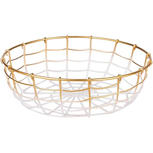 ZHENAO Plateau de Fruits, Faire de La Mode Art Art Fruit Plaque Végétale Bol Rond Snack Snack Story Story Basket Panier Décoration de Table, Bol À Fruits D'Or Blanc Décoration d'inté Cover