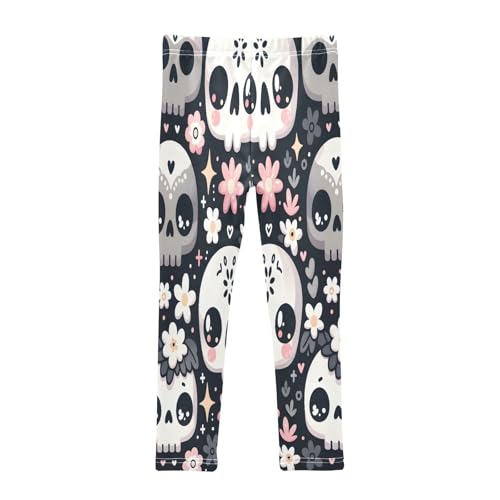Bolaz Toddler Girls Leggings Printed Yoga Pants Leggings Grey White Skull for Kids2