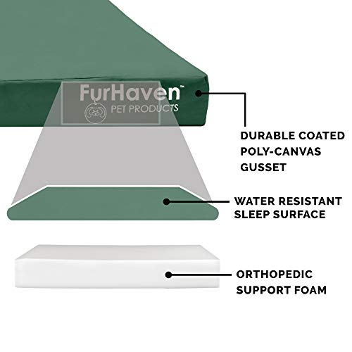 Image of Furhaven Water-Resistant Orthopedic Dog Bed for Large Dogs w / Removable Washable Cover, For Dogs Up to 125 lbs - Indoor /Outdoor Logo Print Oxford Polycanvas Mattress - Forest, Jumbo Plus /XXL