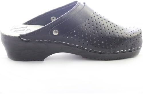 BRIL Ryan Woman's Work Clogs, Black Leather, D(R) 9.5 US | Image 3