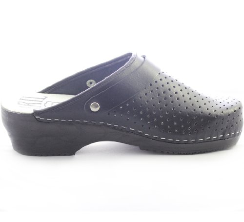 Bril Ryan Woman's Work Clogs, Black Leather, D(R) 8 Us #TOP3