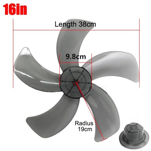 Posheliox Lames de ventilateur de 30,5 cm, 5 feuilles en plastique silencieuses, cache-écrou transparent pour support de table, refroidissement à domicile et bureau (40,6 cm, noir) – vue 6