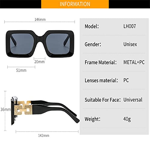 Lunettes de soleil carrées rétro rectangulaires léopard UV400