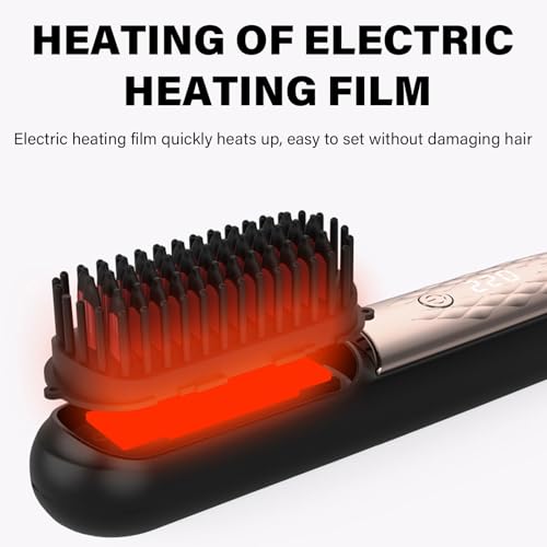 Cepillo alisador inalámbrico para cabello corto, cepillo alisador portátil con 4 temperaturas, calefacción rápida con cerámica, recargable vía USB-C para cabello corto y largo, para un estilo sin frizz miniatura 3