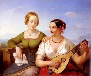 Peinture à l'huile The Lute Player de Schimon Ferdinand haute fidélité