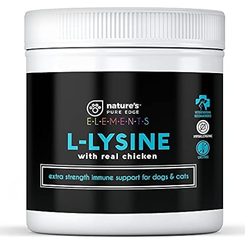 Original Extra Strength L-Lysine Powder for Cats and Dogs -Improved Immune Response, Respiratory Health, and Eye Function. All Natural Chicken for Flavor. Extra Large 125 Grams. Cover