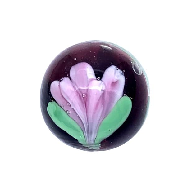 Generic 2023 Single Lilac Crocus 22mm Art Glass Handmade Shooter Marble