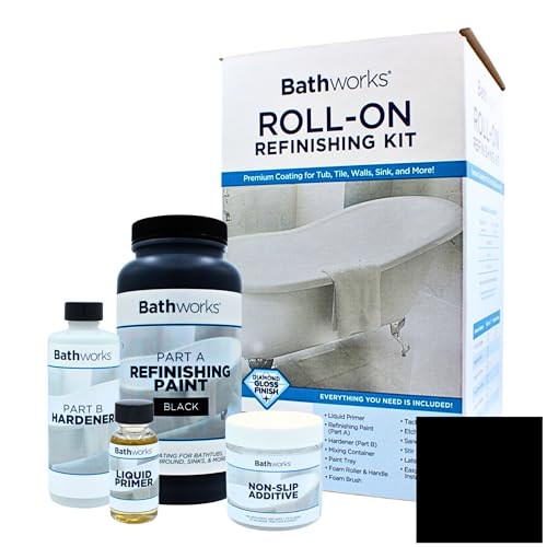 Bathworks Premium Bathtub & Tile Refinishing Kit 22oz. w/Non-Slip Protection (Black)