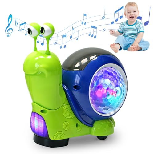 Image of ROWPOZ Baby Toddler Luminous Snail Toy, Electric Snail Toy Tummy Time Crawling Snail Toys Musical Toys with Light-up Music, Musical Crawling Snail Toys Interactive Sensory Toy for Home (Green)