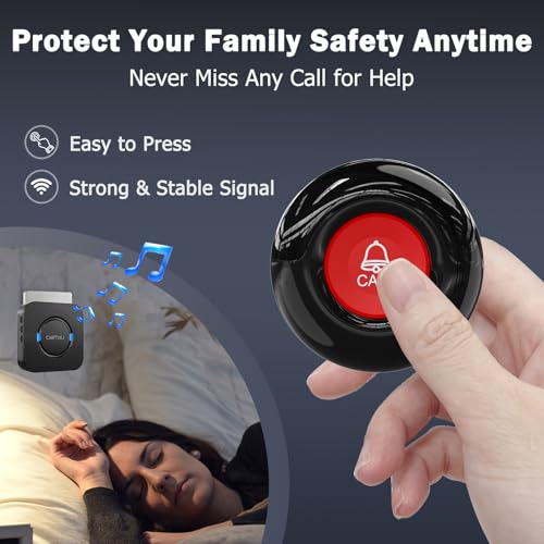 CallToU-Caregiver-Pager-Wireless-Call-Bell-Alert-Button-for-SeniorsElderlyPatients-1-Plugin-Receiver-1-Waterproof-Transmitter