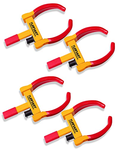 Turnart Wheel Lock 4 Pack Keyed Alike Heavy Duty Tire Lock Universal Car Security Trailer Wheel Locks Tire Anti Theft Wheel Locks for Cars with 8 Same Keys