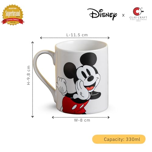 Image of Clay Craft x Official Disney Mickey and Minnie Valentine Special Ceramic Mug Set (Set of 2, 330ml) - Romantic Couple Gift for Valentine's Day, Anniversary & Wedding - Microwave & Dishwasher Safe