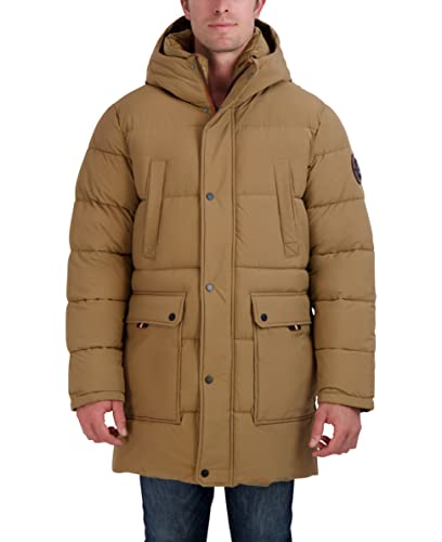 Image of HFX Men's Water Resistant Jacket Long Sleeve Zip Up Heavyweight Hood Quilted Stretch Parka Coat