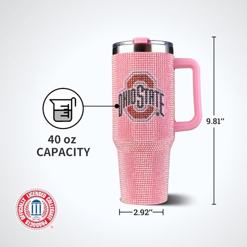 Image of The Memory Company Officially Licensed NCAA - Ohio State University 40oz Pink Bling Game Day Tumbler