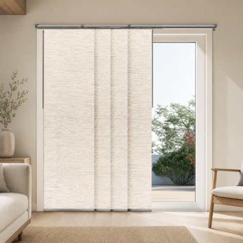 CHICOLOGY Panel Track Blinds, Texture Tan, 86"x96", Cordless, Sliding Door
