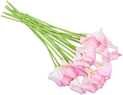 10Pcs Artificial Flowers PU Calla Lily Flores Bouquets Wedding Decoration Fake Flowers Home Decoration Artificial Plants (Color  Pink)