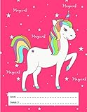 Primary Story Journal: Dotted Midline and Picture Space | Grades K-2 School Exercise Notebook | Pink Magical Unicorn (Kids Composition Books)