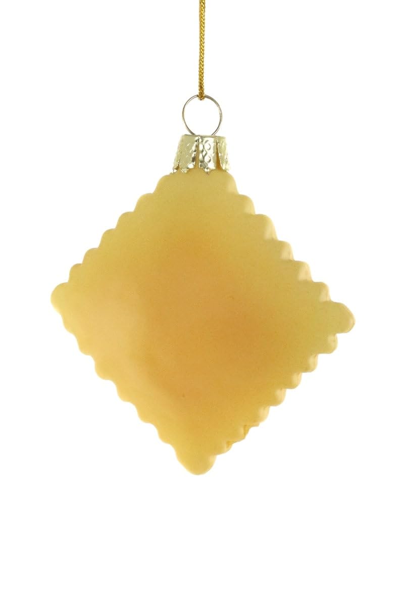 The Bridge Collection Glass Ravioli Ornament - 2" Pasta Christmas Ornament - Food Themed Holiday Decor