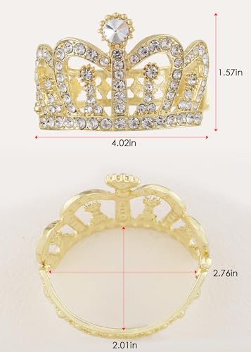Image of Alilang Women's Sparkly Clear Crystal Rhinestones Crown Tiara Princess Cuff Bracelet