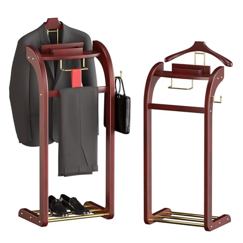 ACLFF Galán de Noche Mueble de Pie Madera Maciza, Perchero para Trajes para Hombres y Mujeres, Multifuncional Galán de Noche para Sala de Estar Oficina Dormitorio