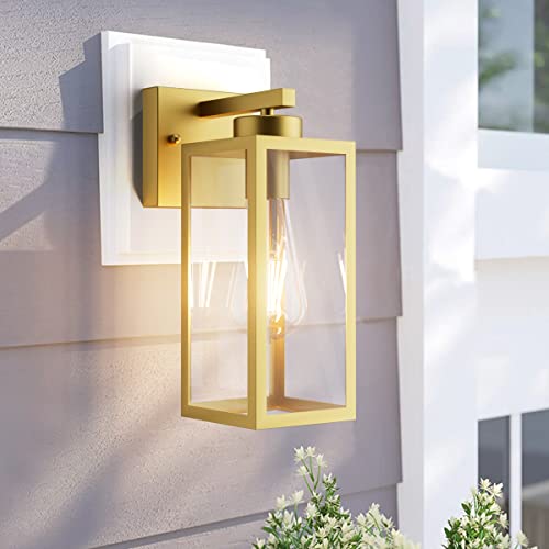 Tipace Outdoor Wall Lantern 2 Pack Gold Exterior Wall Sconce With Clear Glass Shade Wall Mount Lights For Entryway,Porch,Doorway(Bulb Not Included) #TOP5