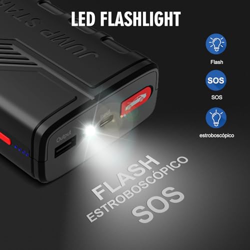 Linterna LED multifuncional con modos Flash, SOS y estroboscópico en el arrancador Momowin