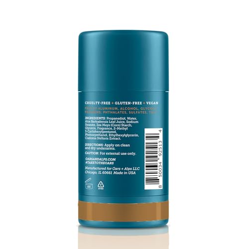Oars + Alps Deodorant for Men & Women, Aluminum Free Deodorant for Men, Dermatologist Tested, Clean Ingredients, Non Toxic, Vegan, Long Lasting, Odor Protection, Bergamot Grove, 1pk, 2.6oz