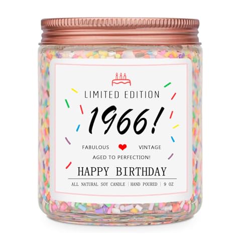 Homsolver 60th Birthday Gifts for Women Ideas Decorations Gifts for 60 Year Old Woman 60th Birthday Candle - Limited Edition 1966 Handmade (Vanilla Birthday Cake Scent with Sprinkles)