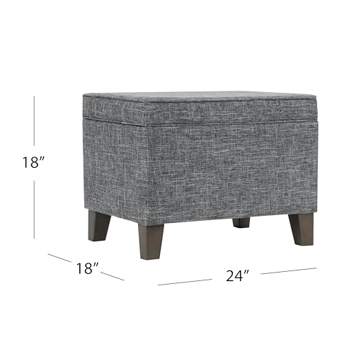 Image of HomePop 24 inch Medium Square Storage Ottoman - Grey