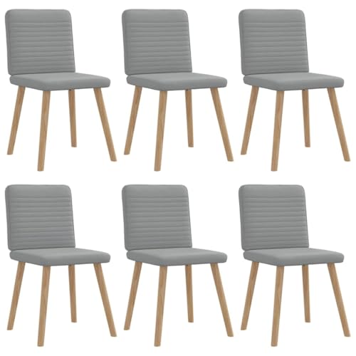 WRJENFSC Lot de 6 chaises Salle à Manger Gris Clair en Polyester Doux, Structure Bois et métal, 45x54x86 cm, Dossier rembourré pour Esprit scandinave,...