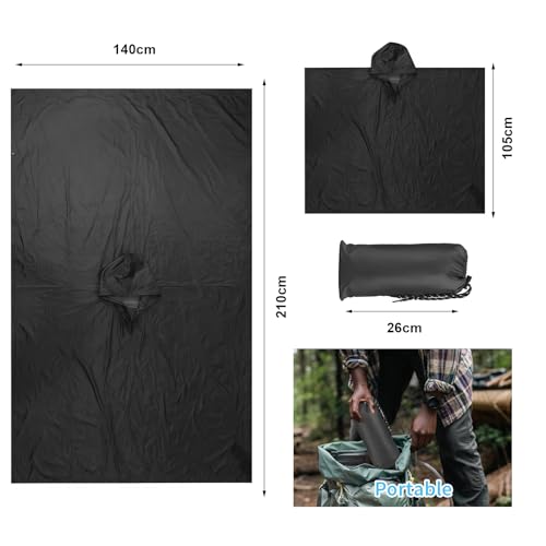 Vankarr Poncho Pluie Imperméable avec Capuche et Poche Cape de Pluie Réutilisable Poncho Légère Respirant Veste Coupe P luie avec Bande Réfléchissante Unisexe (Noir) – vue 7