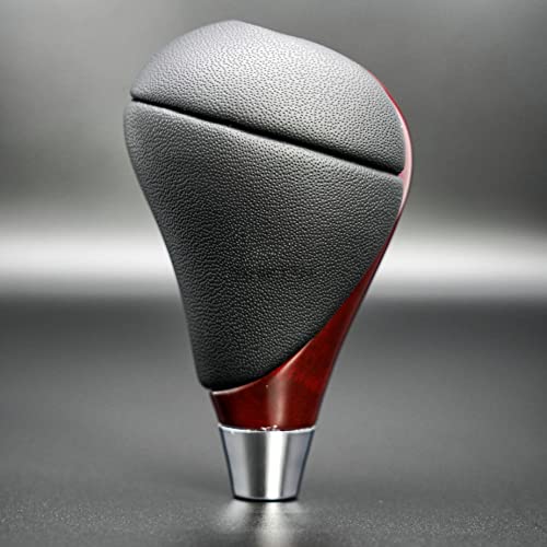 Leather Cherry Red Walnut Wood Gear Shift Knob for Lexus ES300h ES350 GS300 GS350 GS430 GS450h GS460 is-F IS250 IS300 IS350 LS460 LS600h RX350 RX450h (Black Leather/Cherry Walnut Brown)