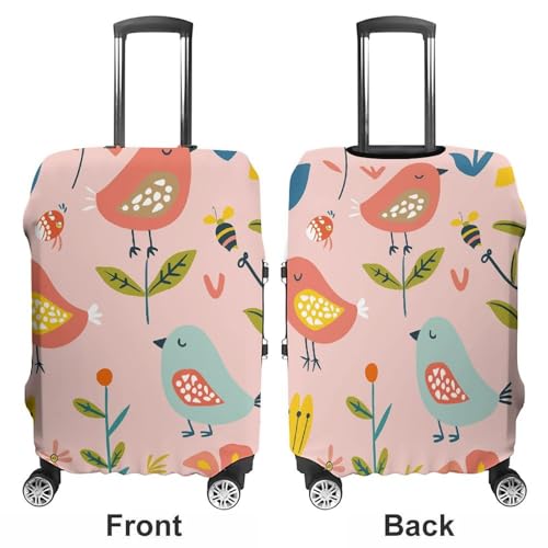 Cartoon Birds And Bees Luggage Cover, Washable Elastic Suitcase Cover Protector Fit 18-32 Inch Luggage3