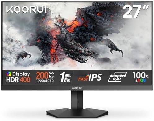 KOORUI G2711P 27" Full HD Monitor Gaming Fast IPS, 200Hz, GTG 1ms...