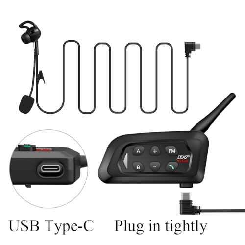 Image of MIMIRACLE Referee Headset, Type C Left Ear Referee Communication System with Headset Earphone, Simple Pairing Bluetooth Intercom for Football Soccer Handball -4 Pack