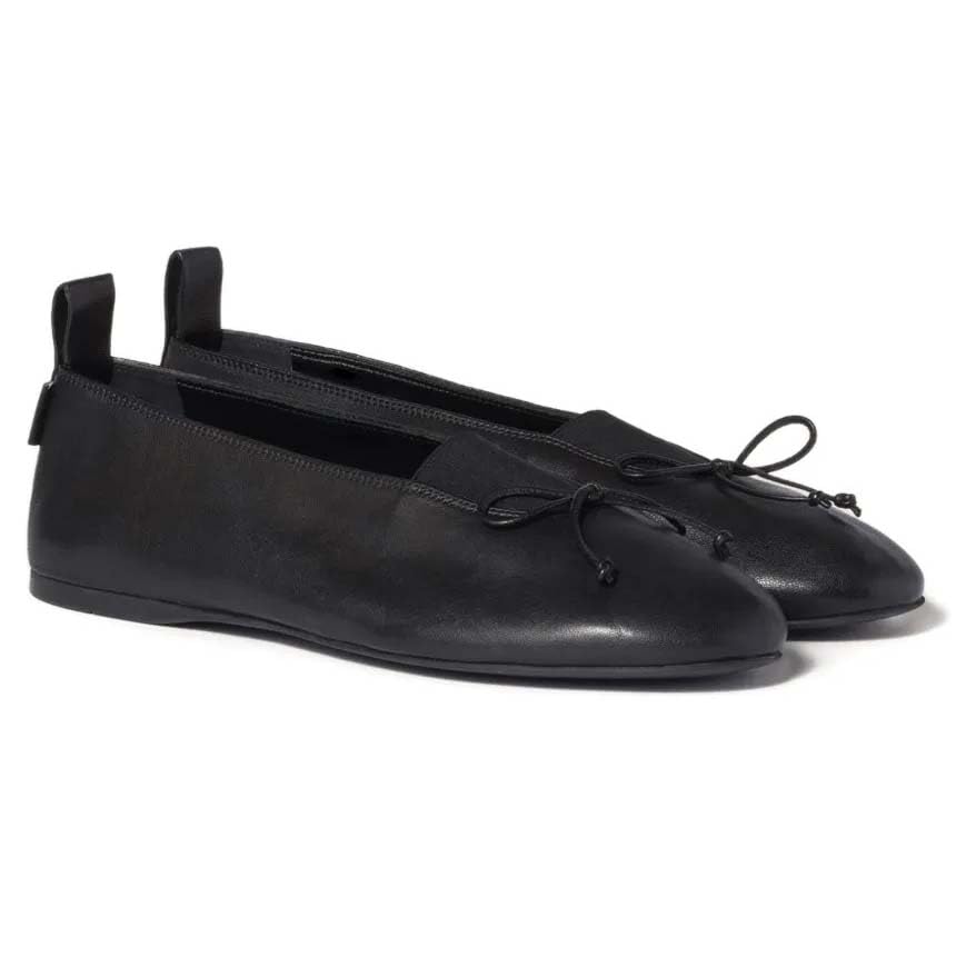 Women's Bow Ballet Flats Elastic Comfort Round Toe Loafers Slip-On Work Shoes Leather Ballerina Flats for Party Office Casual