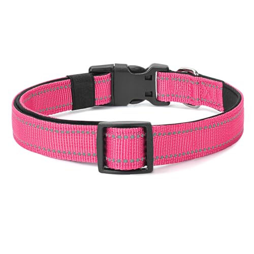 Image of Reflective Dog Collar, Adjustable Nylon for Small Dogs, Hot Pink