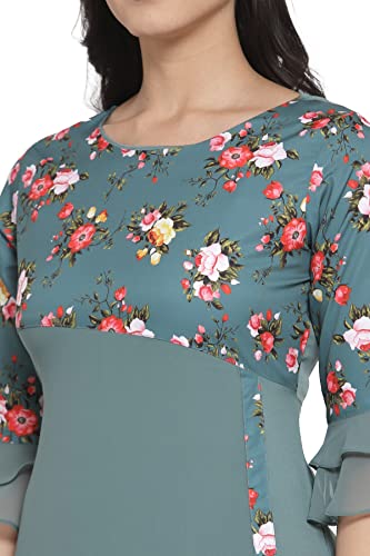 Image of Crepe Regular Kurta (Women Mint Green 3XL)