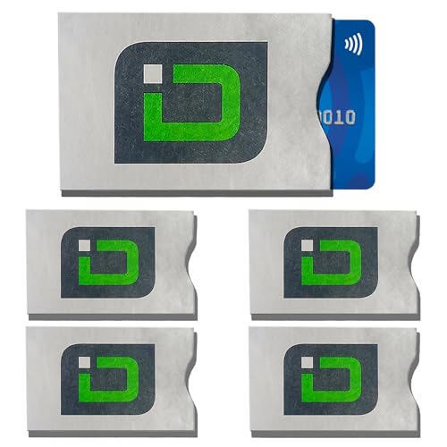Image of RFID Blocking Credit Card Sleeve Protectors - USA Made Slim Wallet Inserts for Credit Cards, Debit Cards & ID Protection (5, Logo 5 Pack Tyvek)
