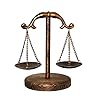 Owlgift vintage style metal libra jewelry tower tray wwooden base cosmetic organizer storage lawyer scale of justice farmhouse candleholder home decor antique weight balancing scalebronze  urban country home decor