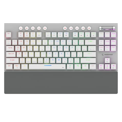Beru Beyaz 2.4G + BT Wireless RGB Red Swıtch Mekanik Gaming Oyuncu Klavye Slim Low Profile Tkl