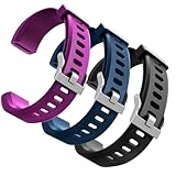 hoeslaw 3 Pcs Watch Bands Replacement for ID115plus HR, Very Fit Pro Activity Fitness Tracker Wrist Bands Set, Multicolor Veryfitpro Smart Watch Strap Replacements (Purple Blue Black)