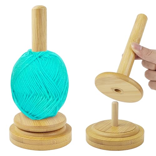 Tragbarer Garnhalter aus Holz, Holzspinn garn und Fadenhalter, Wollwickler Garnrollenhalter, Wollabwickler mit Kugellager, Garnhalter Dispenser Drehender, für Nähbegeisterte (Natürliche Holzfarbe)