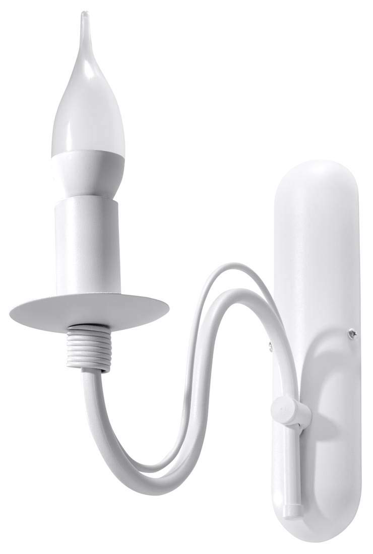 Sollux Lighting White Minerwa Wall Lamp, With Curved Arm, Glamorous Style, Bulb E14 Replaceable, 1 X 40 W, Steel, 6 X 25 X 25 X 25 Cm,