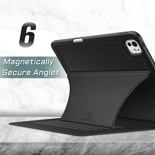 Image of Fintie Magnetic Stand Case for iPad Pro 11-inch (M5) 2025 / (M4) 2024 - Multiple Angles Shockproof Rugged Soft TPU Cover with Pencil Holder, Auto Wake /Sleep, Black