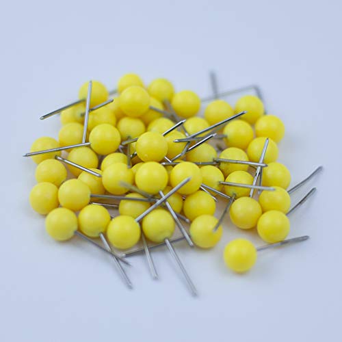 Image of Push Pin Tacks for Photo Wall, Whiteboard, Cork Board, Map, Bulletin Board, Office or Home | 5 mm Head, 11 mm Point | Designed in The USA | Yellow, Pack of 50