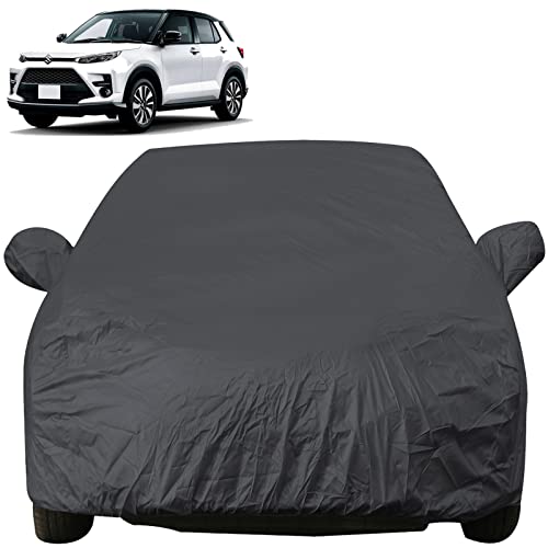 Image of Autofact Car Body Cover with Mirror Pockets Compatible for Maruti Brezza 2022 (Triple Stitched, Bottom Fully Elastic, Grey Color)